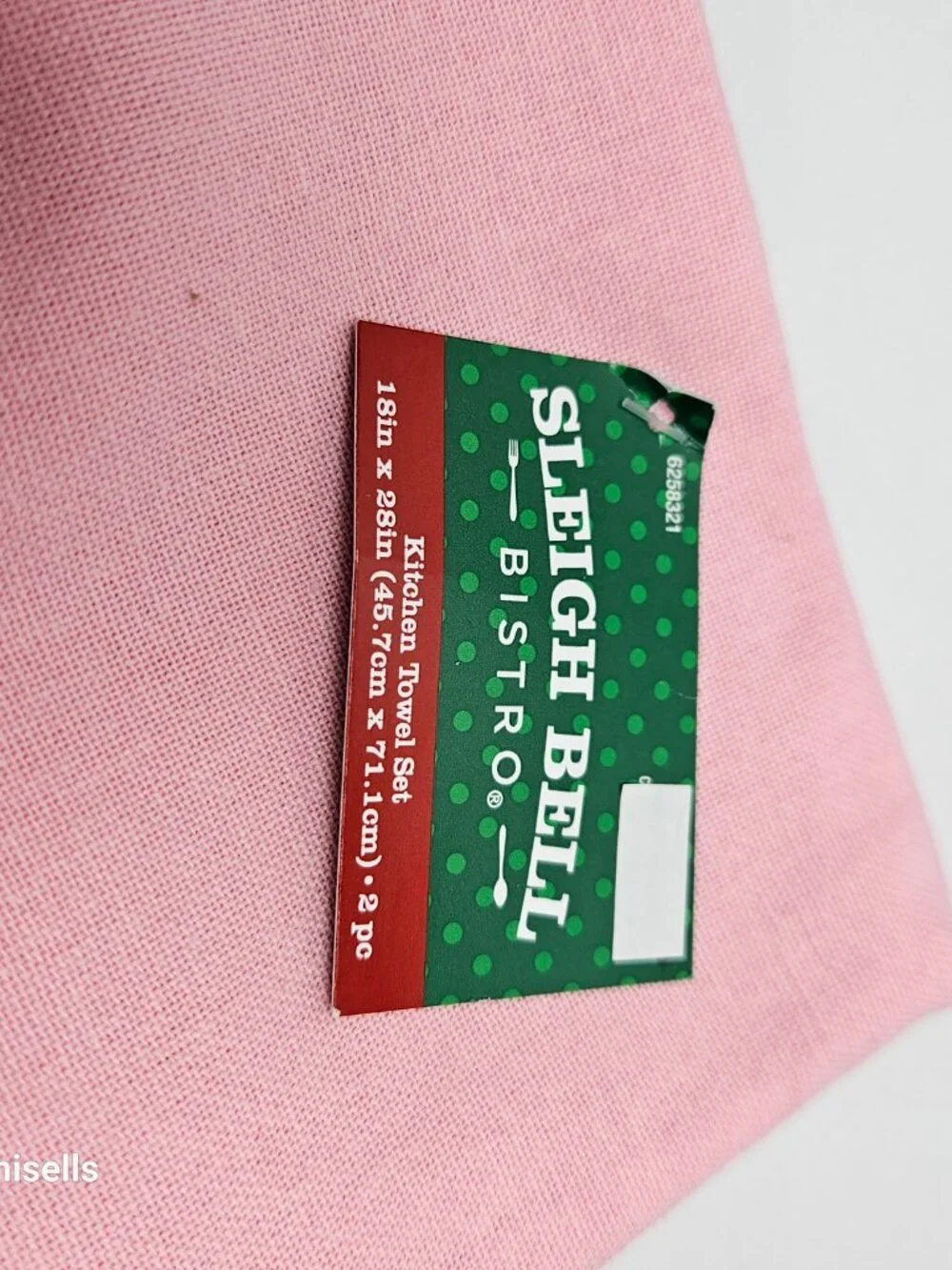 christmas kitchen towel ste in pink and teal
